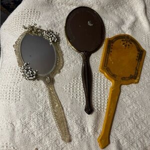 3 VINTAGE HAND MIRRORRS